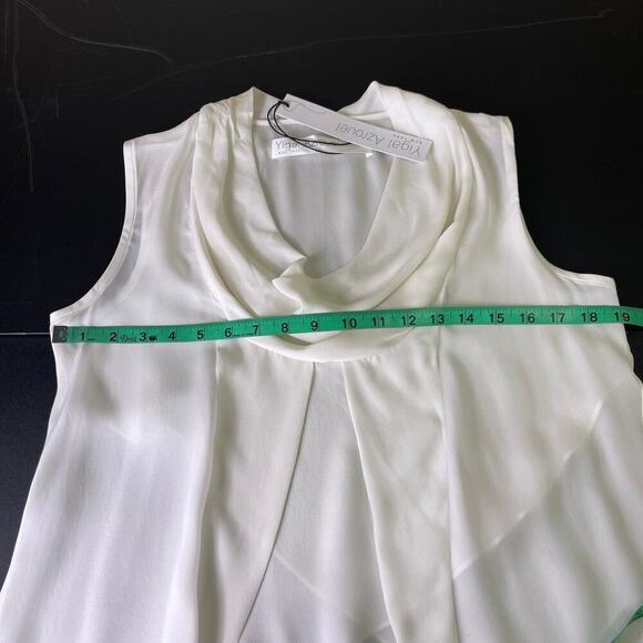 Yigal Azrouël Double Silk Georgette Cowl Neck Sleeveless Blouse Ivory Women's 6 - Picture 8 of 9